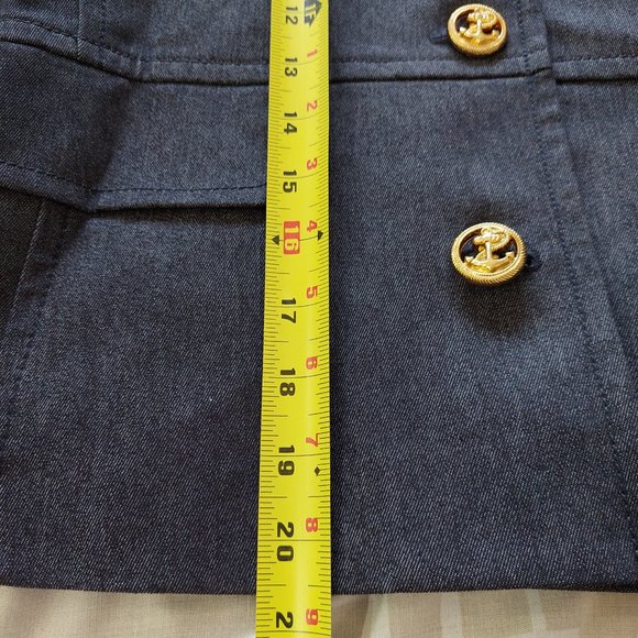 Kasper Dark Grey Cotton Blend Stretchy Jean Gold Gold Anchor Button Blazer (6P) - Picture 12 of 13